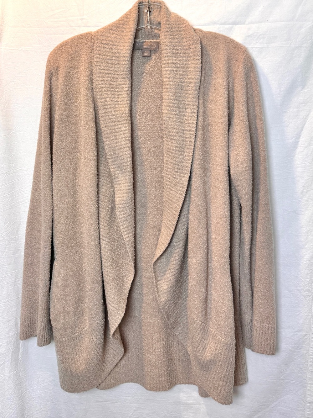 Barefoot Dreams CozyChic Lite Open Front Cardigan Size L Taupe Beige